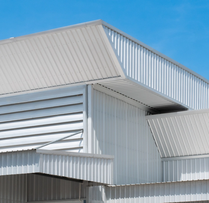 metal sheet roof in a commercial building